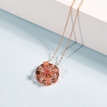 Rose Gold Ferris Wheel Necklace with Tourmaline Gemstones - Exquisite Design for Elegance and Romance - Perfect Gift for Her