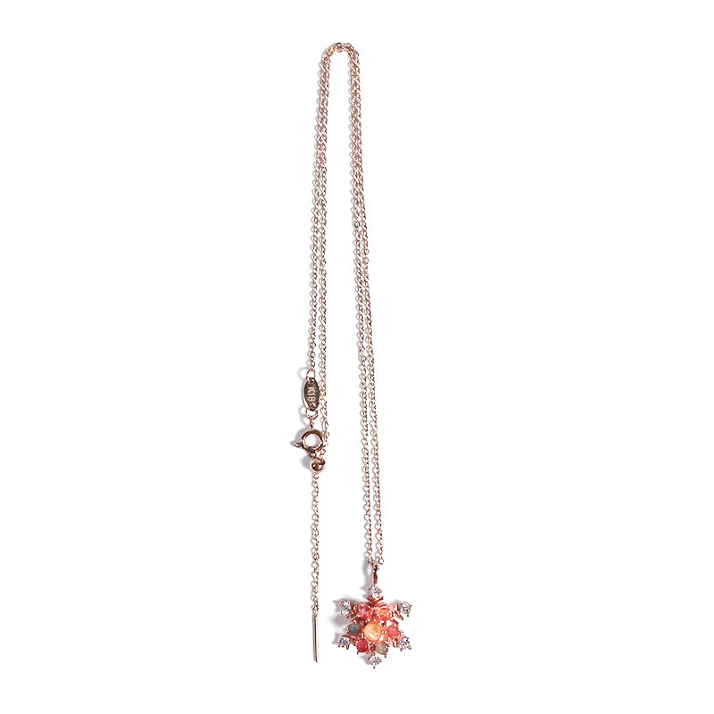 Stainless Steel Rotating Snowflake Pendant with Tourmaline Gemstones Gift Necklace for Her