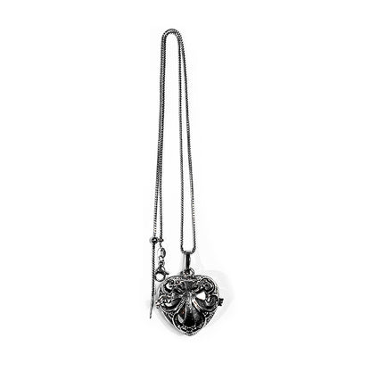 Silver Heart Skeleton Ballcage Stainless Steel Pendant Essential Oil Diffuser Gemstone Necklace