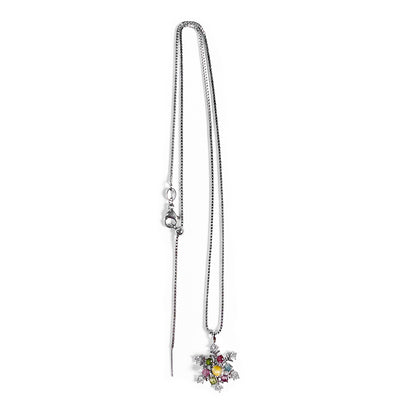 Stainless Steel Rotating Snowflake Pendant with Tourmaline Gemstones Gift Necklace for Her