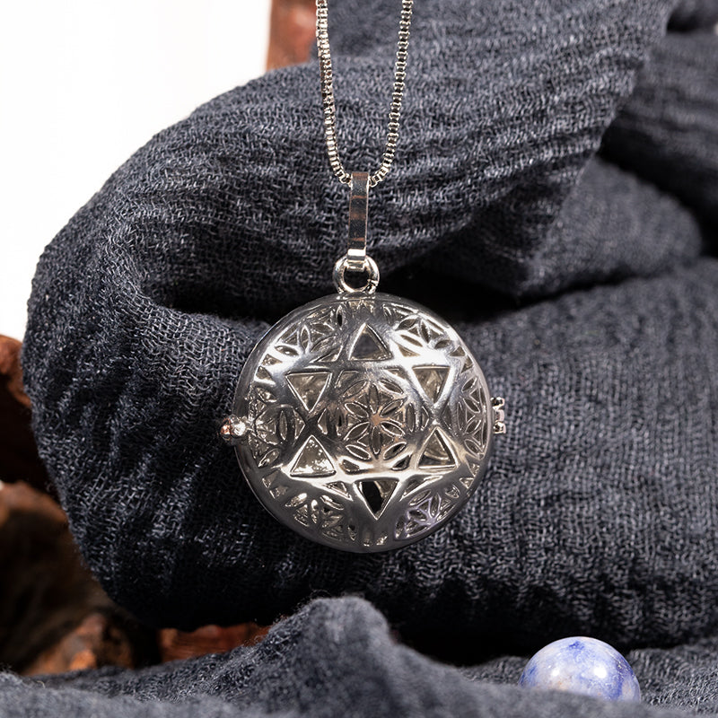 Silver Hexagram Elephant Stainless Steel Skeleton Pendant Essential Oil Diffuser Gemstone Necklace Jewelry