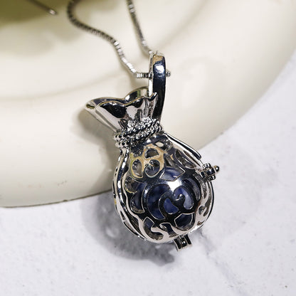 Silver Bottle Stainless Steel Skeleton Pendant Essential Oil Diffuser Gemstone Necklace Jewelry