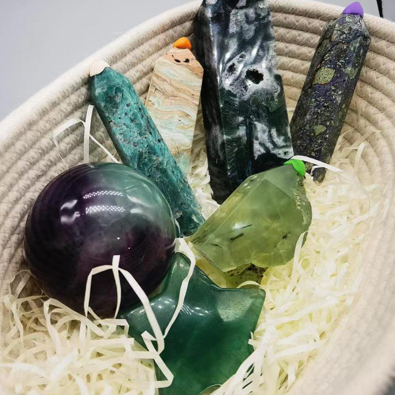 Rich Girls Crystal Tumble quartz/jasper/marble/jade/ with tower/sphere/carving/cube