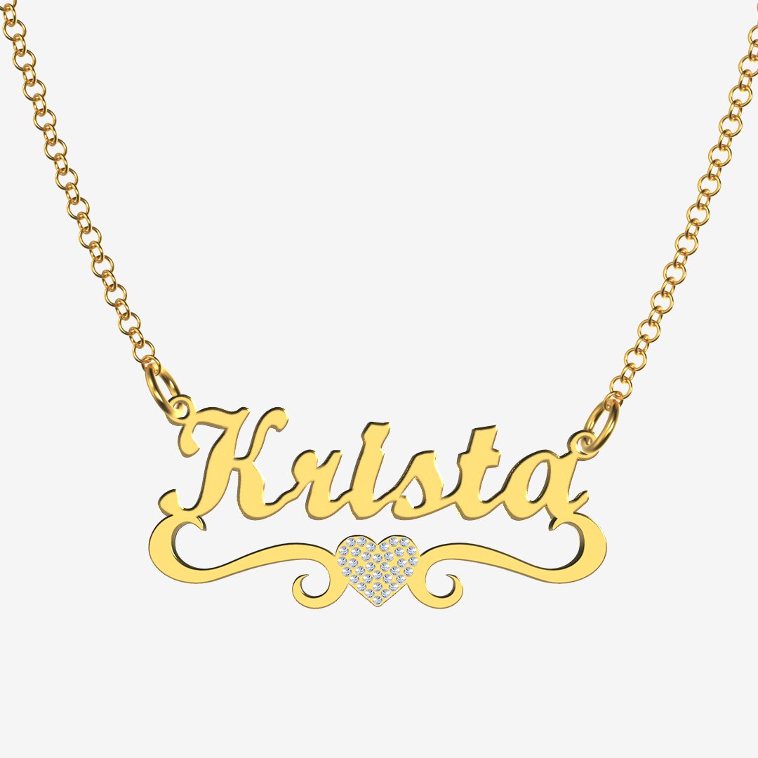 Krista - Handmade Personalized heart Style Name Necklace