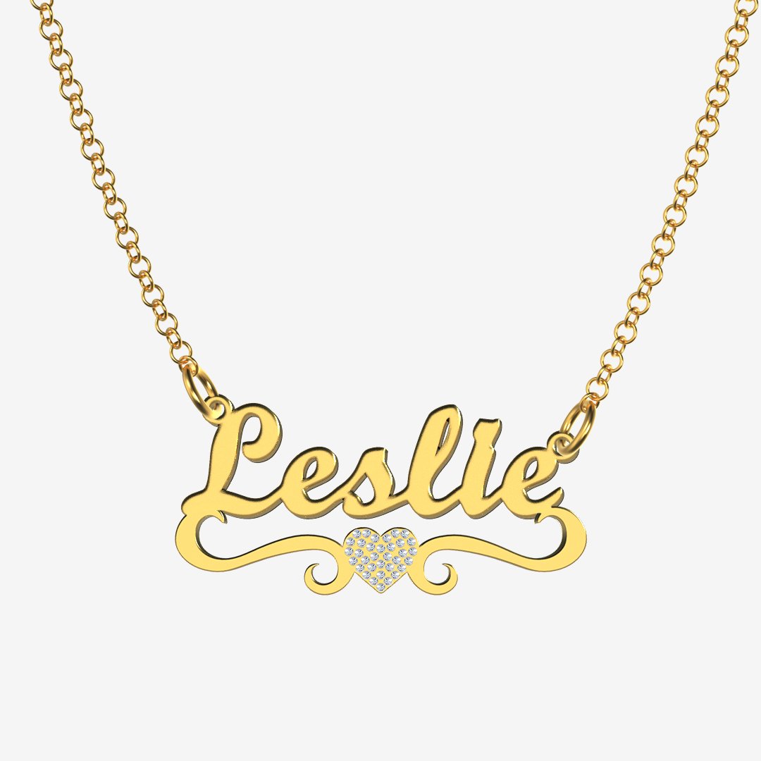 Leslie - Handmade Personalized heart Style Name Necklace