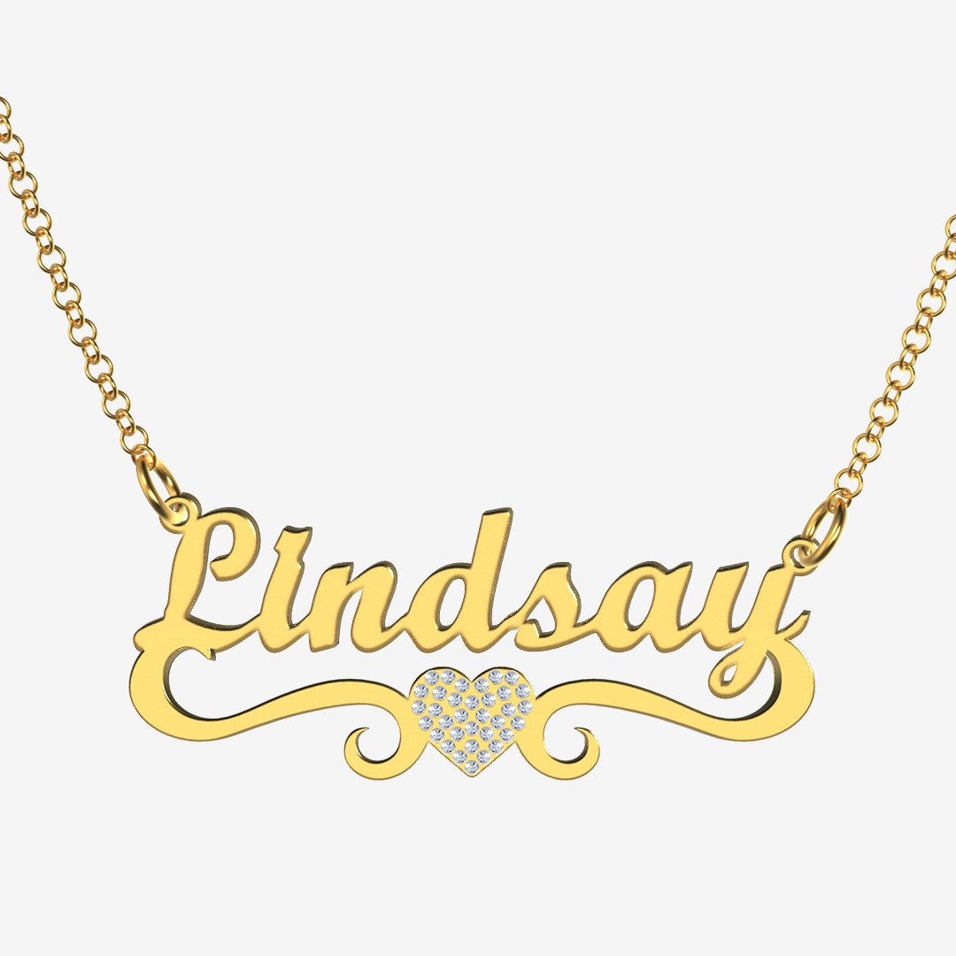 Lindsay - Handmade Personalized heart Style Name Necklace