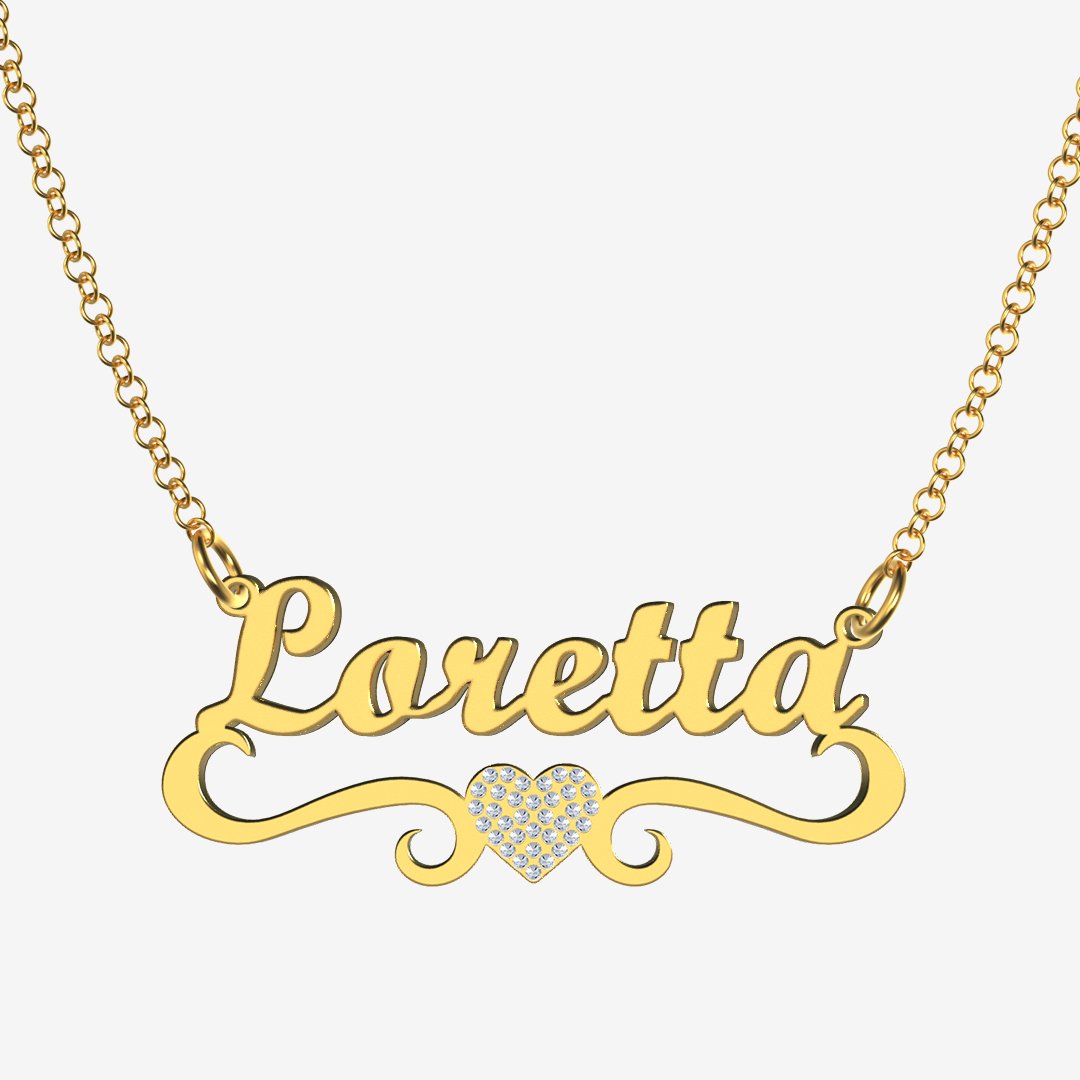 Loretta - Handmade Personalized heart Style Name Necklace