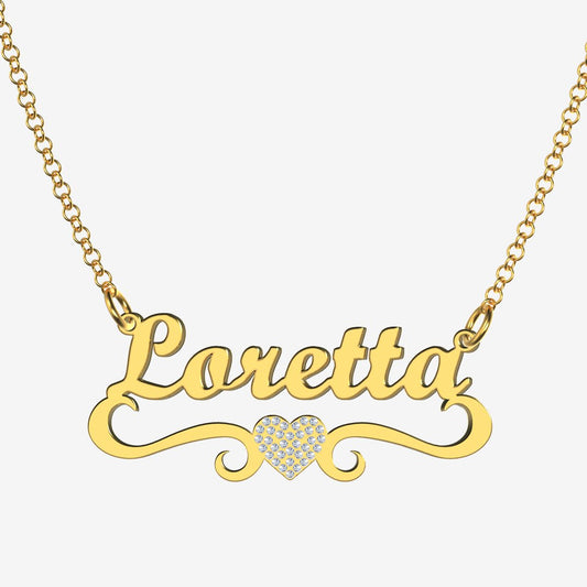 Loretta - Handmade Personalized heart Style Name Necklace