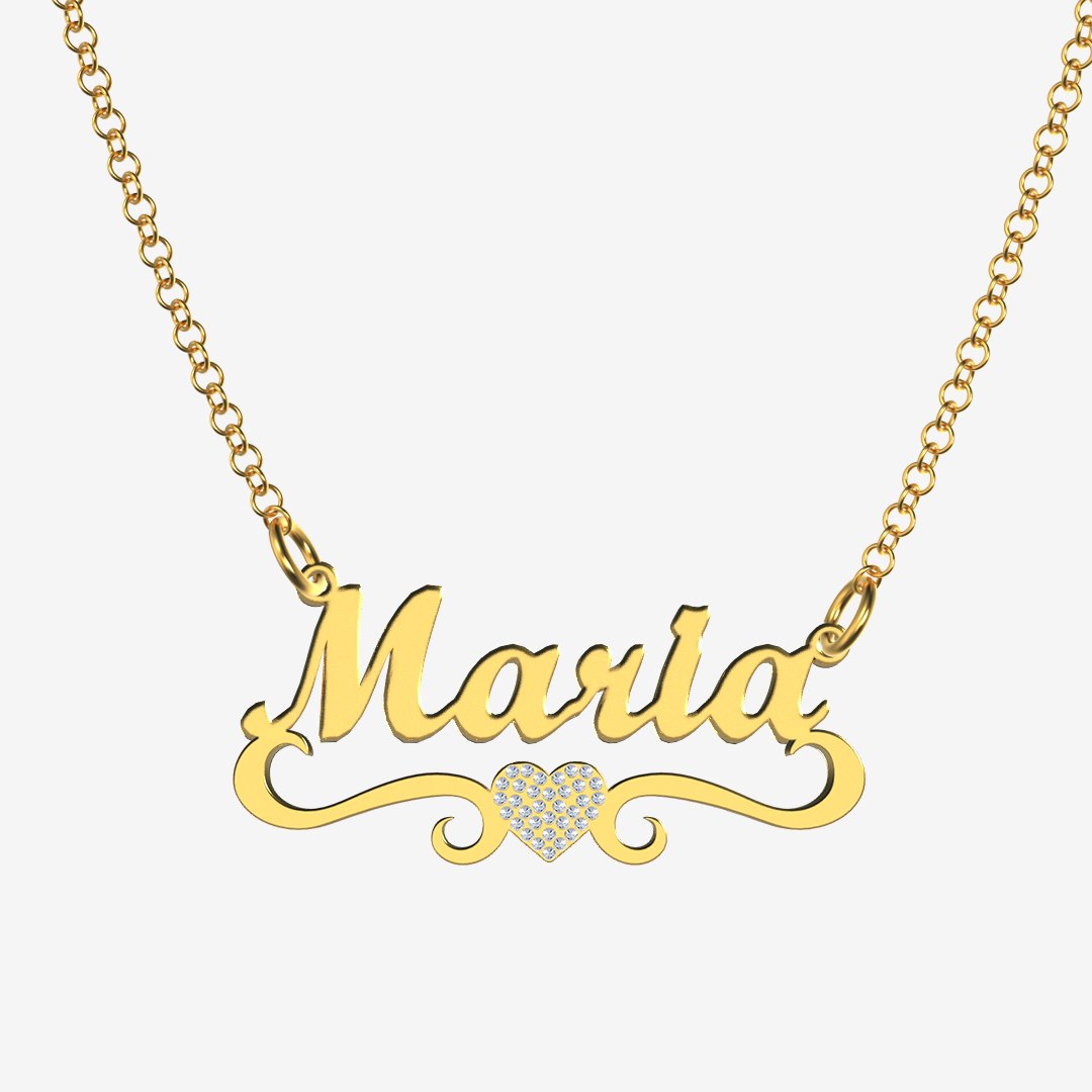 Maria - Handmade Personalized heart Style Name Necklace