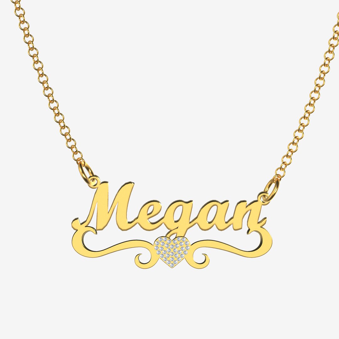 Megan - Handmade Personalized heart Style Name Necklace