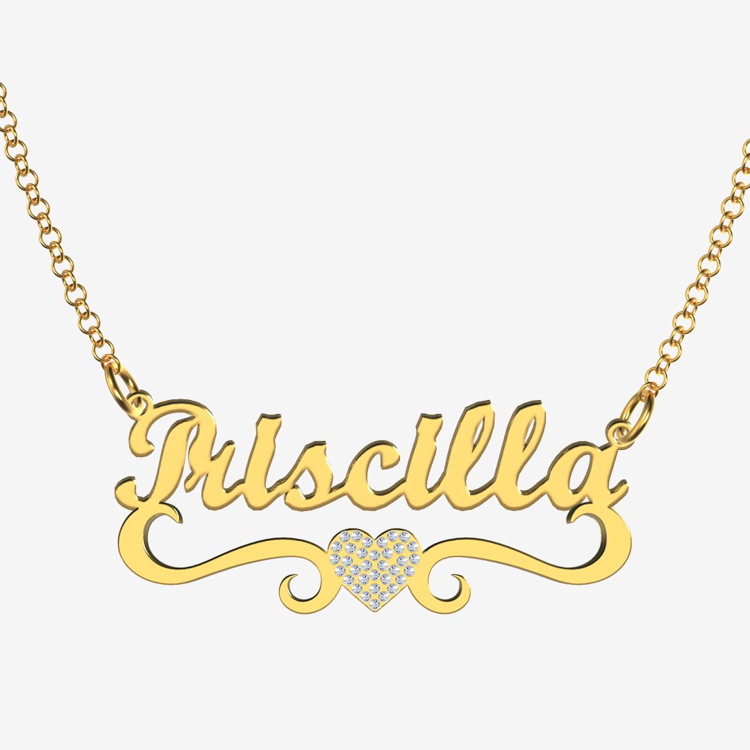 Priscilla - Handmade Personalized heart Style Name Necklace