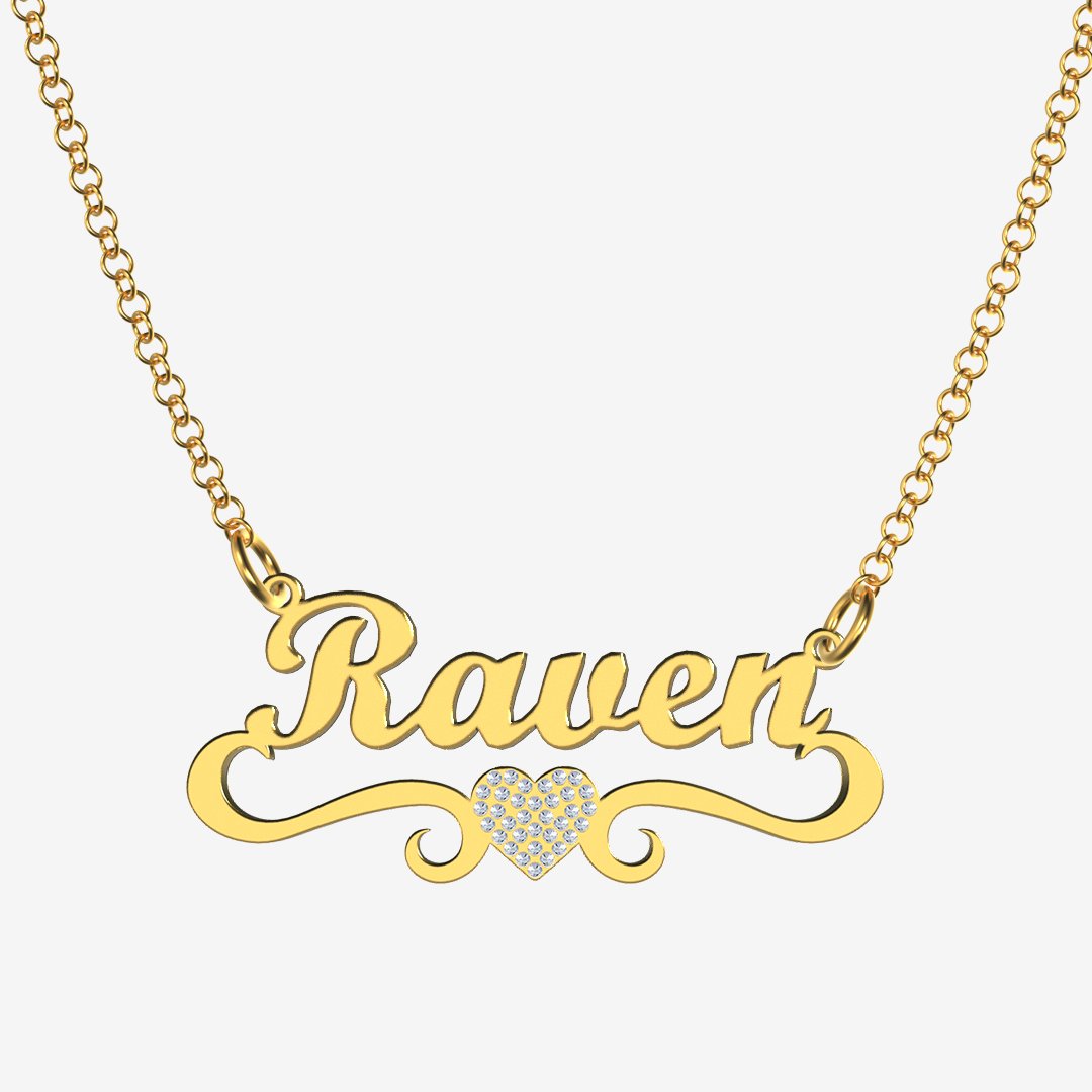 Raven - Handmade Personalized heart Style Name Necklace