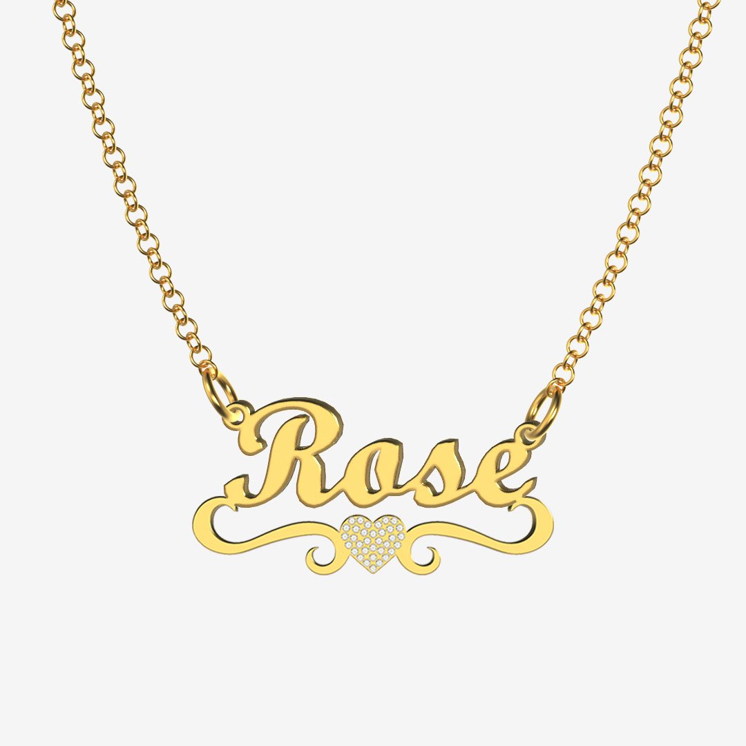 Rose - Handmade Personalized heart Style Name Necklace