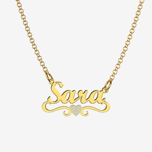 Sara - Handmade Personalized heart Style Name Necklace
