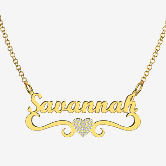 Savannah - Handmade Personalized heart Style Name Necklace