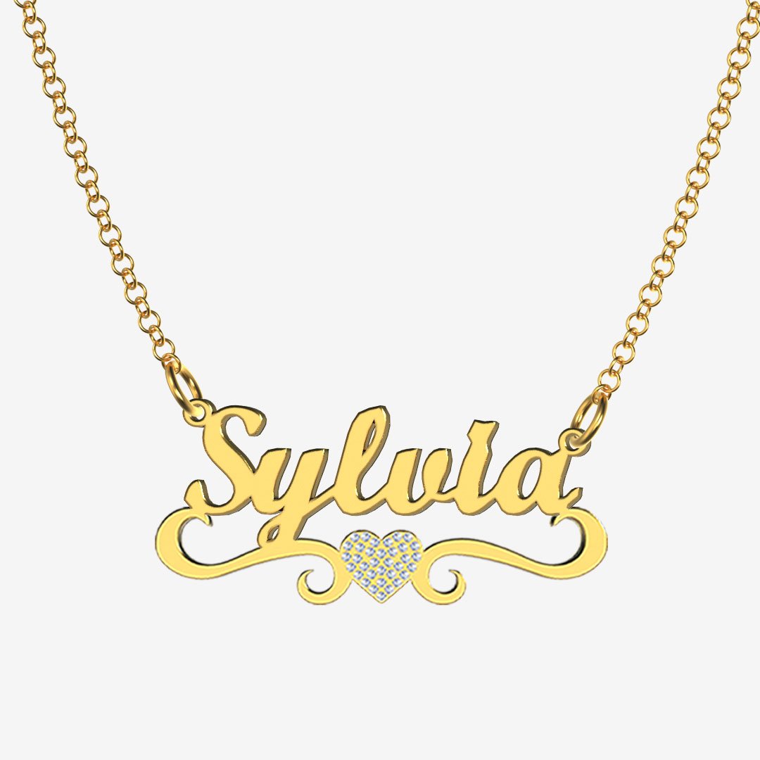 Sylvia - Handmade Personalized heart Style Name Necklace